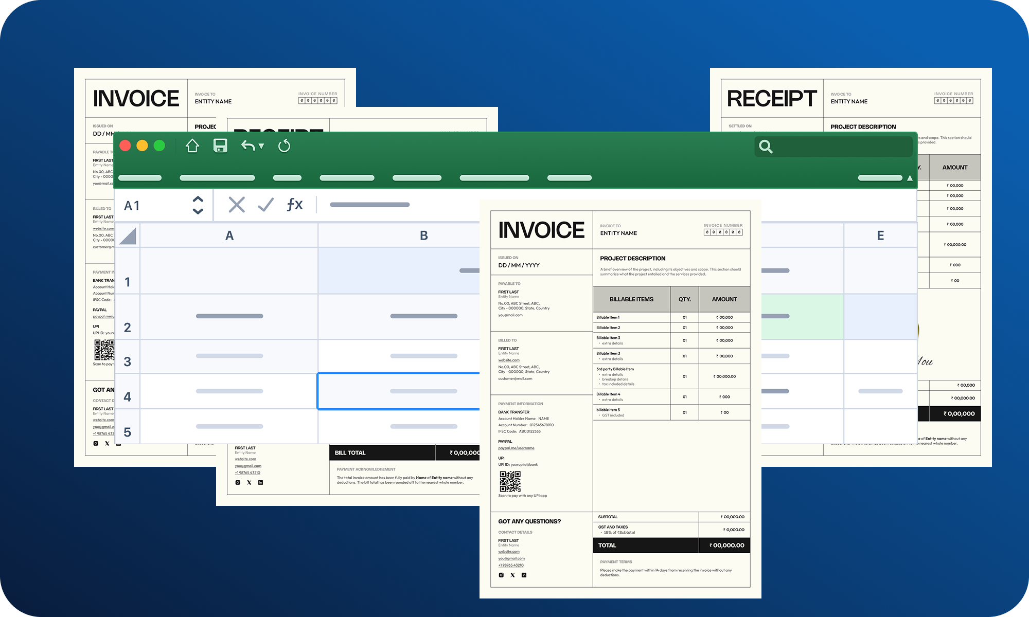 Excel workbooks and receipts managed by BAISS